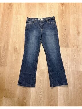 Y2K Route 66 Bootcut Jeans Women’s Size 14 Dark Wash Faded Embroidered Vintage